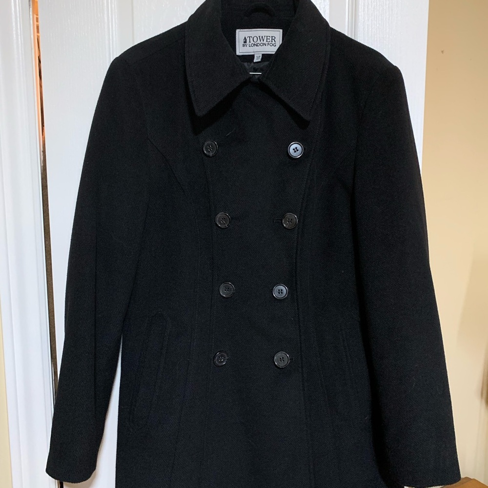 London Fog Double Breasted Peacoat Black